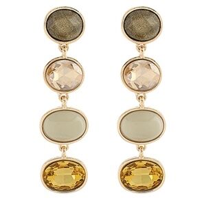 Linear Oval Stone Earrings